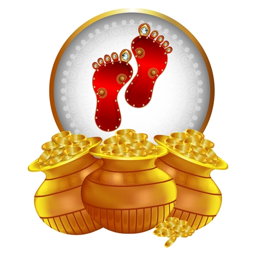 Dhanteras Kalash & Laxmi Footprint Sticker | Festive Wealth Décor